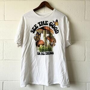 DOM Mushroom Trippy Quote Psychedelic Graphic Short Sleeve T-Shirt Men's XL